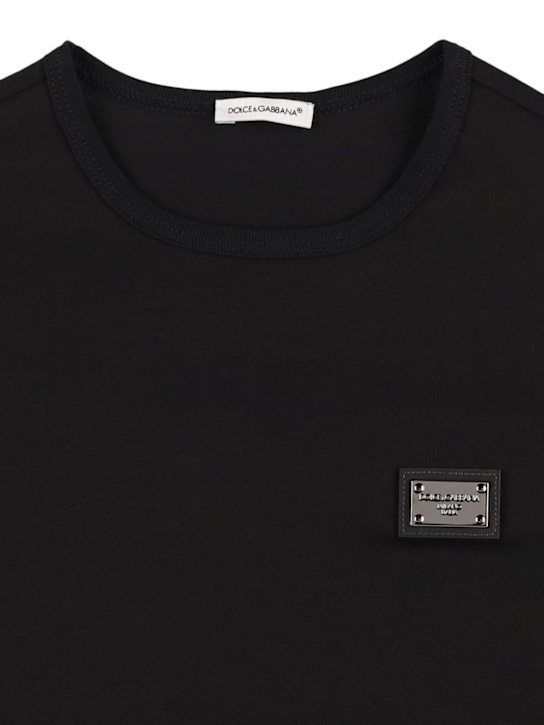 Dolce&Gabbana: Camiseta de algodón jersey - Negro - kids-boys_1 | Luisa Via Roma
