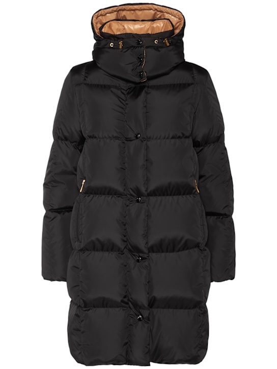 Moncler: Litte nylon long down jacket - women_0 | Luisa Via Roma