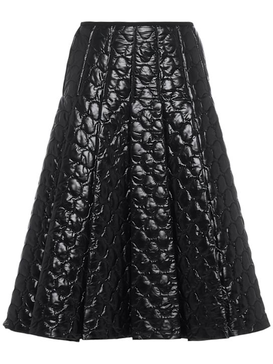 Moncler: Square quilted padded nylon midi skirt - Black - women_0 | Luisa Via Roma