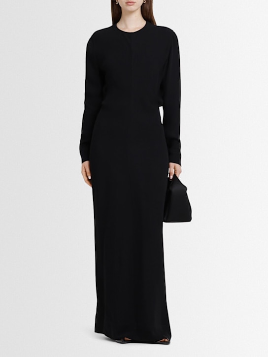 Toteme: Long-sleeve slouch waist viscose dress - ブラック - women_1 | Luisa Via Roma