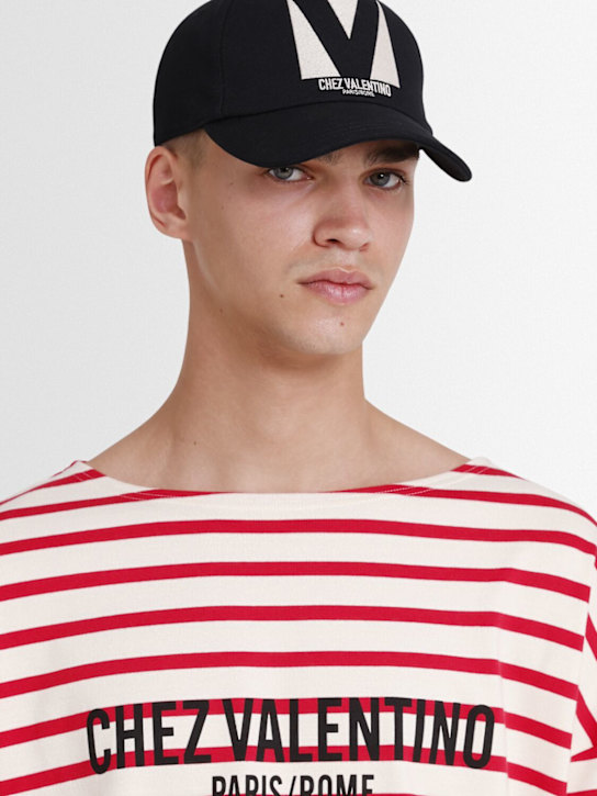 Valentino Garavani: Baseballkappe mit Logo - Schwarz/Elfenbe - men_1 | Luisa Via Roma