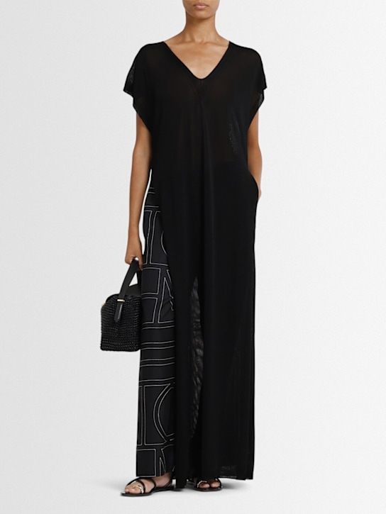 The Frankie Shop: Mysia knit viscose blend long dress - Black - women_1 | Luisa Via Roma