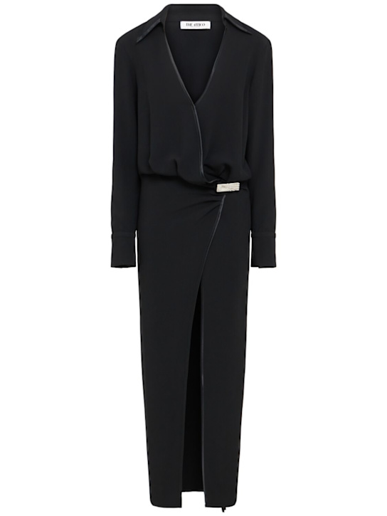 The Attico: Viscose blend v-neck long dress - Black - women_0 | Luisa Via Roma