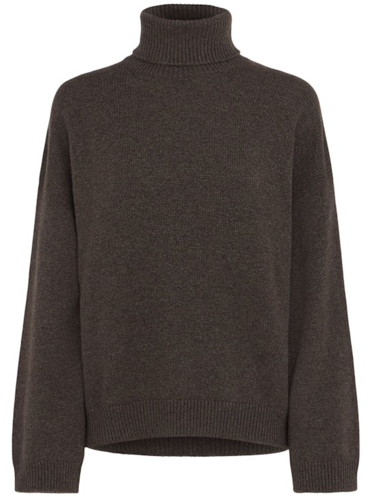 Brunello Cucinelli: Knit turtleneck sweater - Dark Brown - women_0 | Luisa Via Roma
