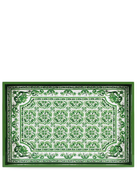 Dolce&Gabbana: Maiolica Verde wooden tray - Green - ecraft_1 | Luisa Via Roma