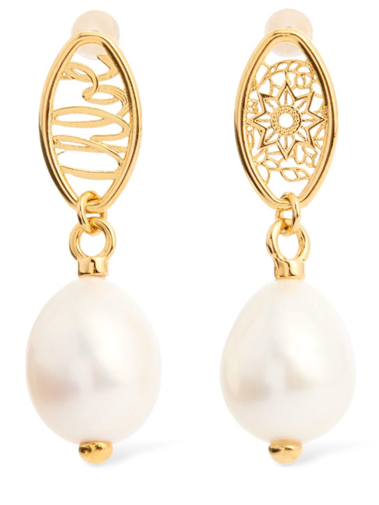 Chloé: Darcey lace pearl drop earrings - women_0 | Luisa Via Roma