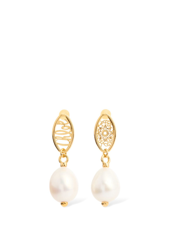 Chloé: Darcey lace pearl drop earrings - women_0 | Luisa Via Roma