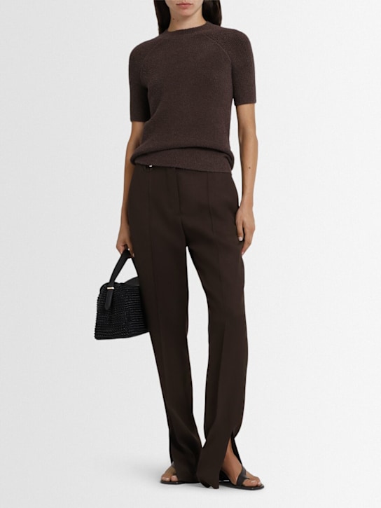 Toteme: Raglan-sleeve terry knit t-shirt - Bark - women_1 | Luisa Via Roma