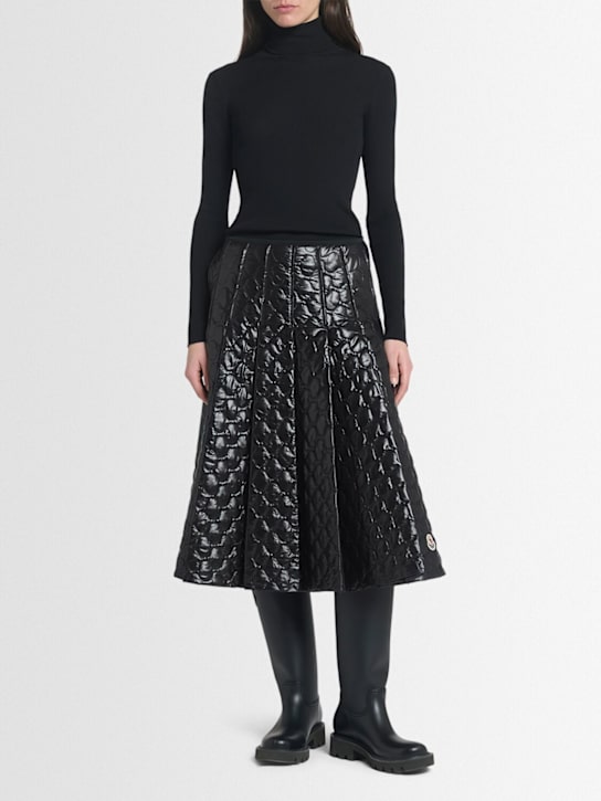 Moncler: Square quilted padded nylon midi skirt - Black - women_1 | Luisa Via Roma