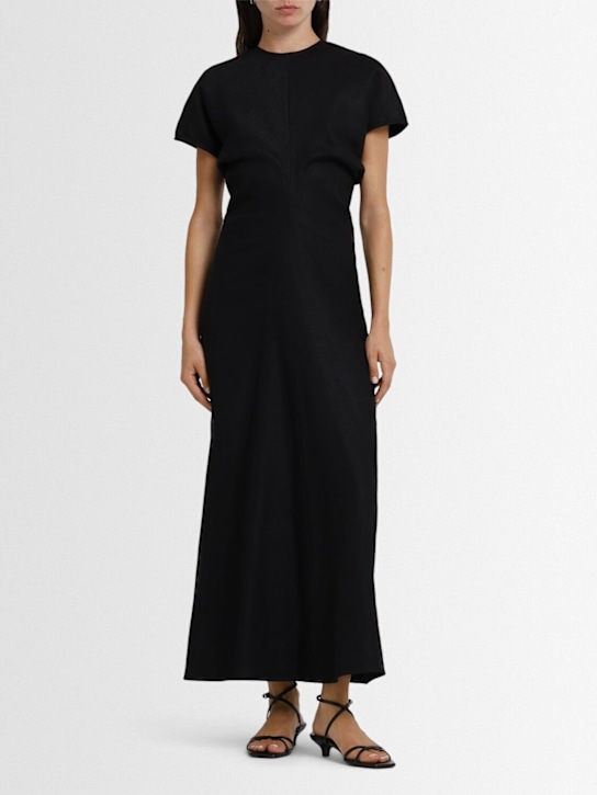 Toteme: Vestito lungo vita morbida in misto viscosa - Nero - women_1 | Luisa Via Roma