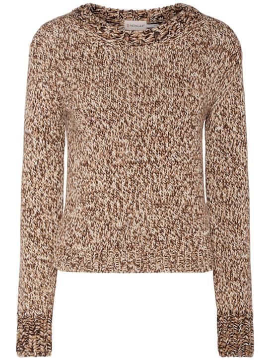 Moncler: Mouliné virgin wool blend sweater - women_0 | Luisa Via Roma