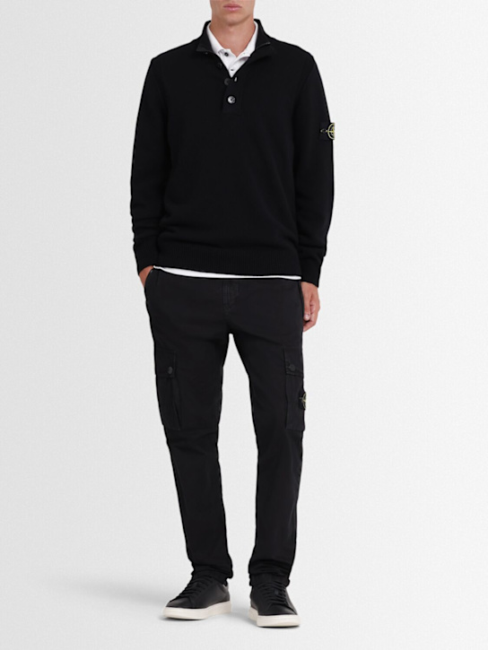 Stone Island: Polo aus Wollgemisch - Schwarz - men_1 | Luisa Via Roma