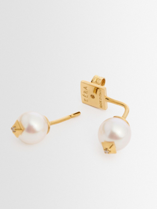 EÉRA: 18k & Pearl double mono earring - Pearl/Gold - men_1 | Luisa Via Roma