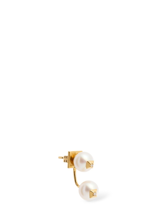 EÉRA: 18k & Pearl double mono earring - Pearl/Gold - men_0 | Luisa Via Roma