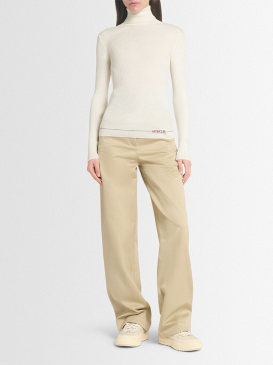 Moncler: Logo wool polo turtleneck t-shirt - women_1 | Luisa Via Roma