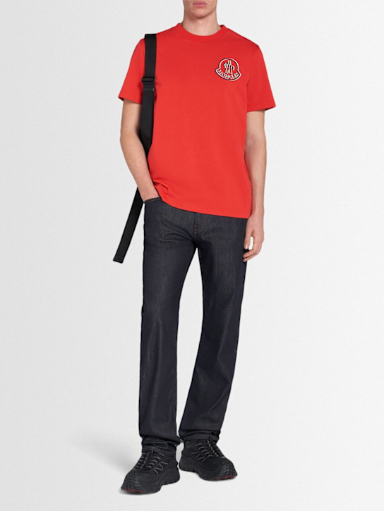Moncler: Logo cotton t-shirt - men_1 | Luisa Via Roma