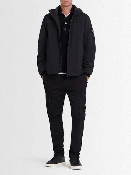 Stone Island: Short soft shell parka - Black - men_1 | Luisa Via Roma