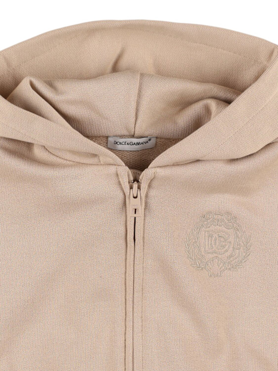 Dolce&Gabbana: Cotton zip sweatshirt - ベージュ - kids-boys_1 | Luisa Via Roma