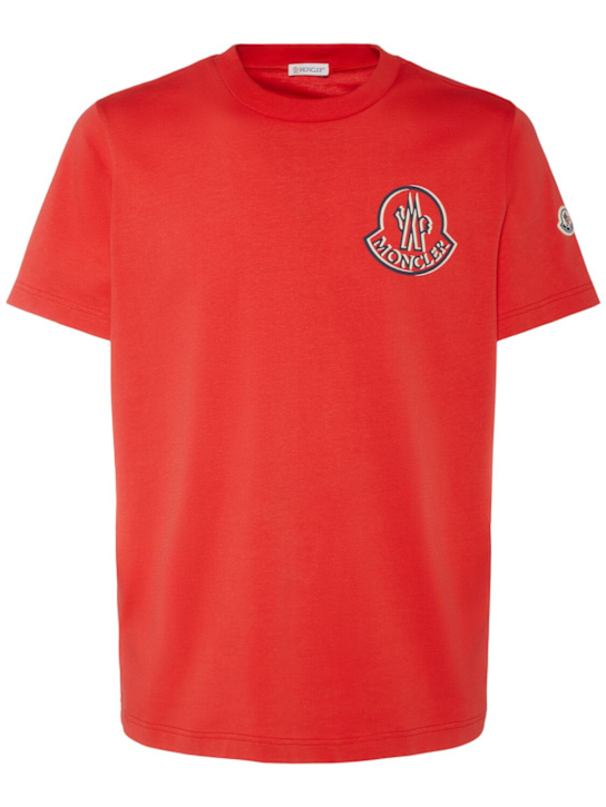 Moncler: Logo cotton t-shirt - men_0 | Luisa Via Roma