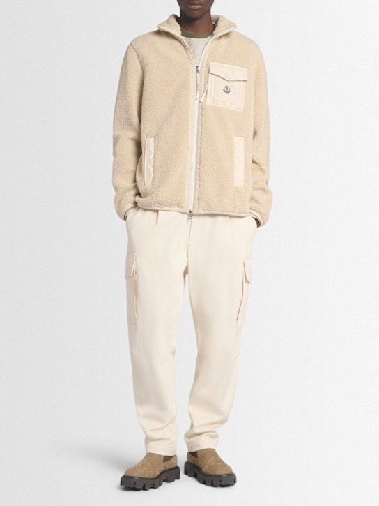 Moncler: Teddy tech zip-up jacket with pocket - men_1 | Luisa Via Roma