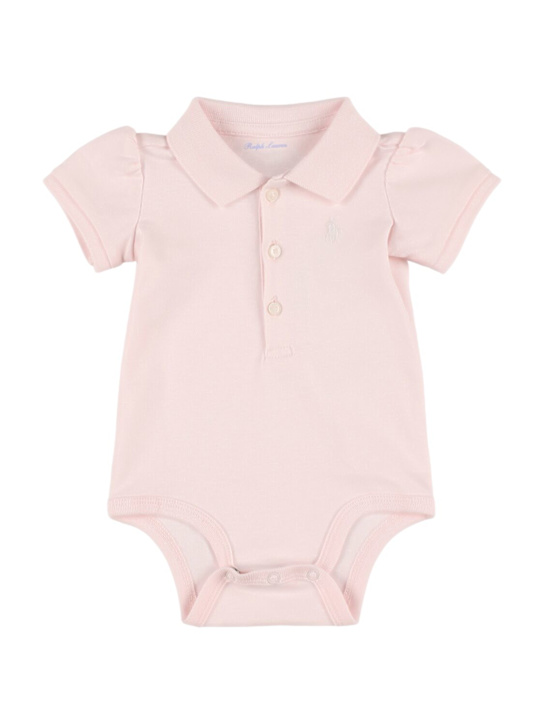 Polo Ralph Lauren: コットンポロボディスーツ - ライトピンク - kids-girls_0 | Luisa Via Roma