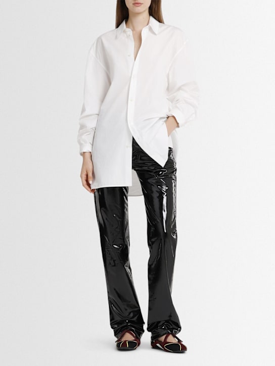 Fiorucci: Stretch vinyl straight fit pants - Black - women_1 | Luisa Via Roma