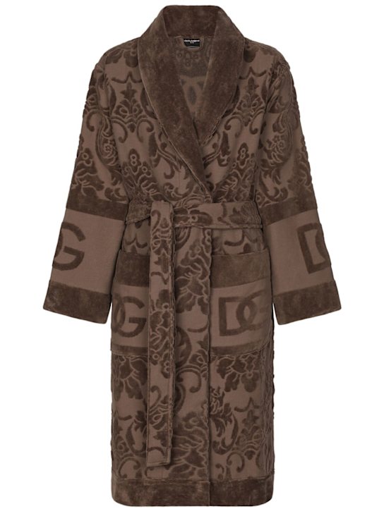 Dolce&Gabbana: Logo jacquard cotton bathrobe - ecraft_1 | Luisa Via Roma