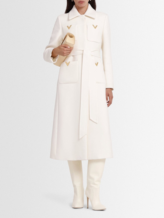 Valentino: Drill midi coat w/ pockets & belt - women_1 | Luisa Via Roma