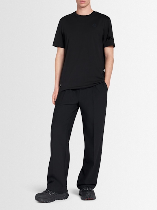 Moncler: Logo cotton t-shirt - Black - men_1 | Luisa Via Roma