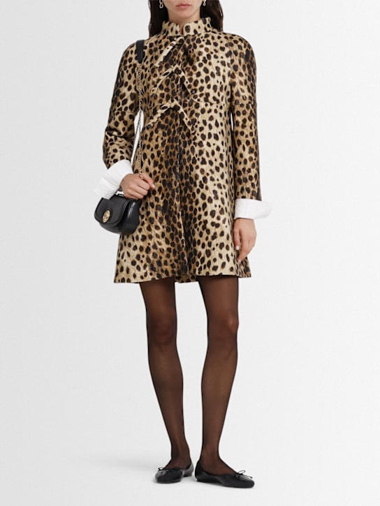 Valentino: Leopard printed wool coat w/bows - women_1 | Luisa Via Roma