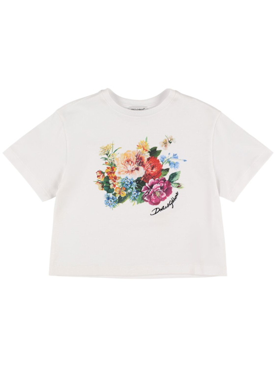 Dolce&Gabbana: Printed cotton jersey t-shirt - ホワイト - kids-girls_0 | Luisa Via Roma