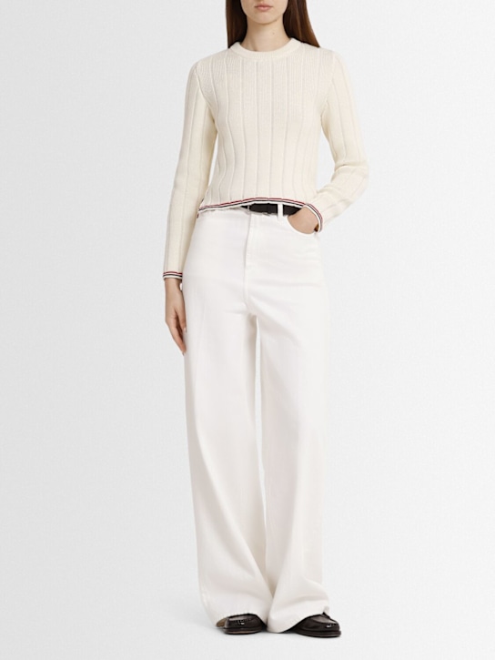 Thom Browne: Needle rib wool crewneck sweater - women_1 | Luisa Via Roma