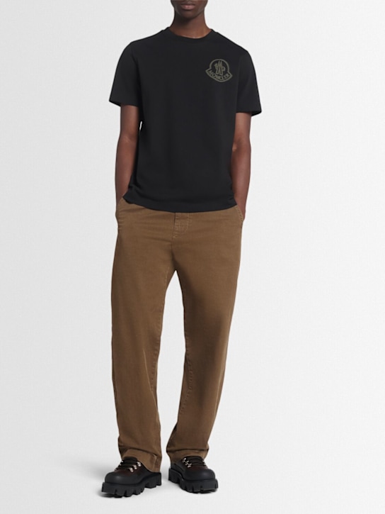 Moncler: Logo cotton t-shirt - Black - men_1 | Luisa Via Roma