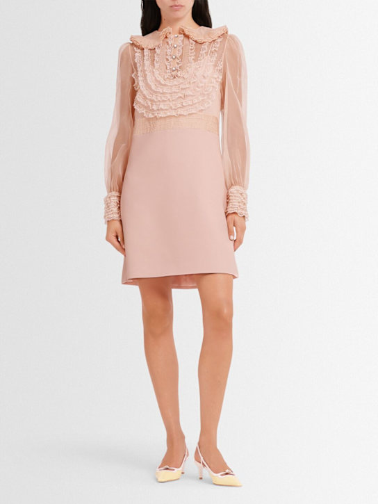 Valentino: Embroidered long sleeve crepe dress - women_1 | Luisa Via Roma