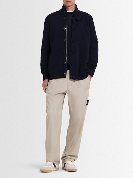 Stone Island: Cardigan aus Wollmischung - Dunkelblau - men_1 | Luisa Via Roma