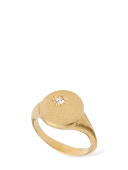 Lil Milan: Sunshine 9kt gold pinkie ring w/ zircon - women_0 | Luisa Via Roma