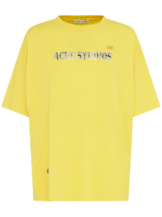 Acne Studios: Edra logo jersey t-shirt - Yellow - women_0 | Luisa Via Roma