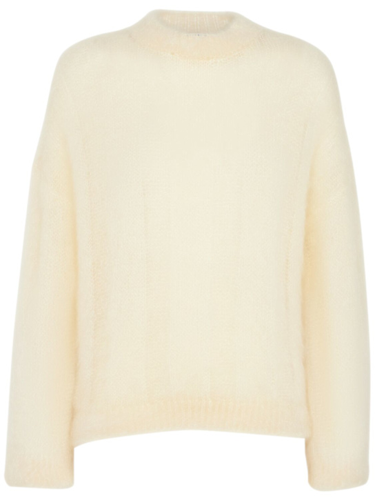 Brunello Cucinelli: Mohair blend knit crewneck sweater - White - women_0 | Luisa Via Roma
