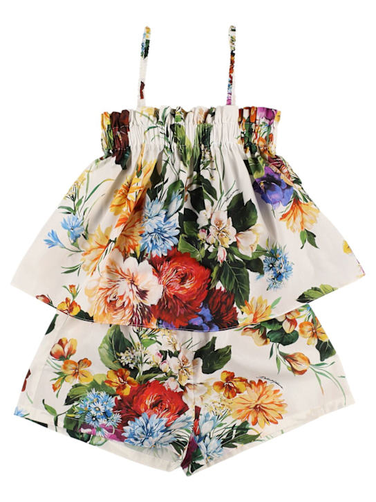 Dolce&Gabbana: Printed cotton poplin top & shorts - マルチカラー - kids-girls_0 | Luisa Via Roma