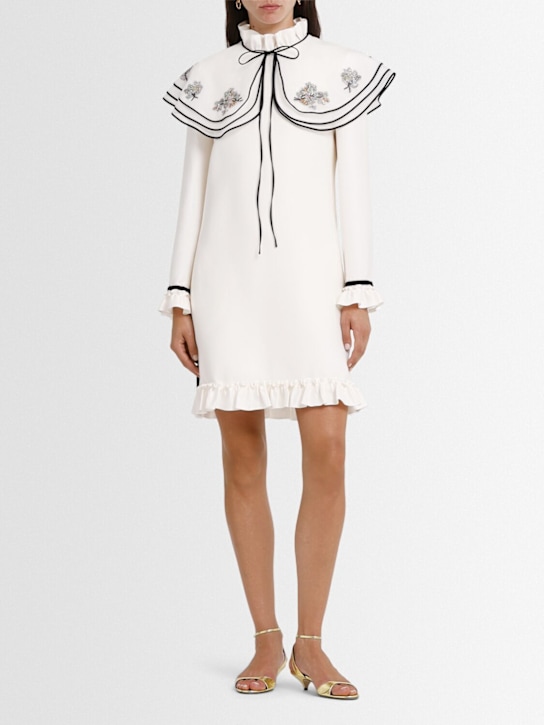 Valentino: Embroidered crepe mini dress - women_1 | Luisa Via Roma