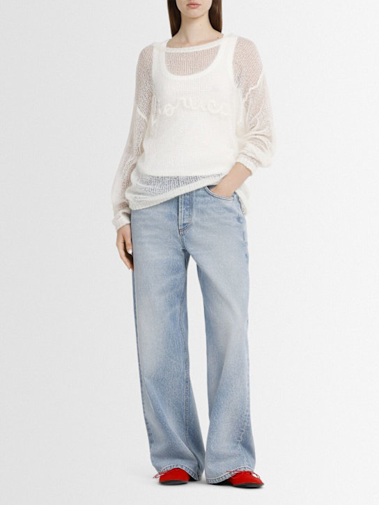 Fiorucci: Logo acrylic blend knit sweater - White - women_1 | Luisa Via Roma