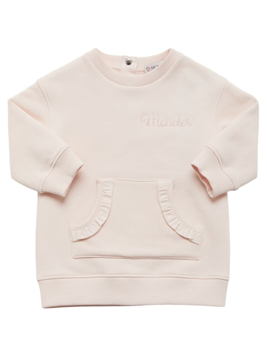 Moncler: Embroidered cotton blend sweat dress - kids-girls_0 | Luisa Via Roma