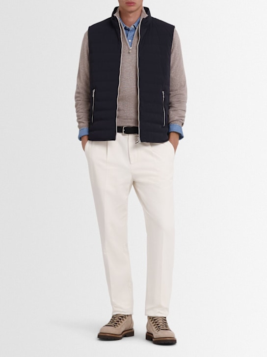 Brunello Cucinelli: Daunenweste aus Nylonmischung - Dunkelblau - men_1 | Luisa Via Roma