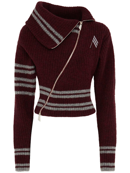 The Attico: Wool blend jacquard cardigan - women_0 | Luisa Via Roma