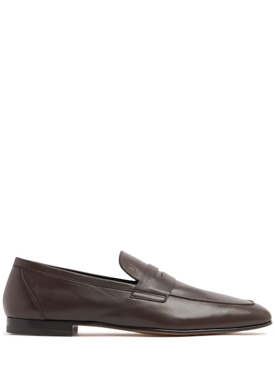 Tod's: Leather loafers - Brown - men_0 | Luisa Via Roma