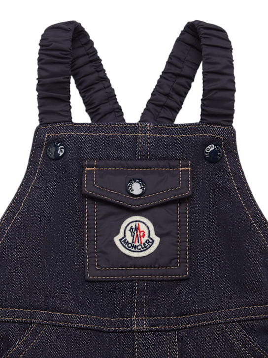 Moncler: Cotton blend denim overalls - Navy - kids-boys_1 | Luisa Via Roma