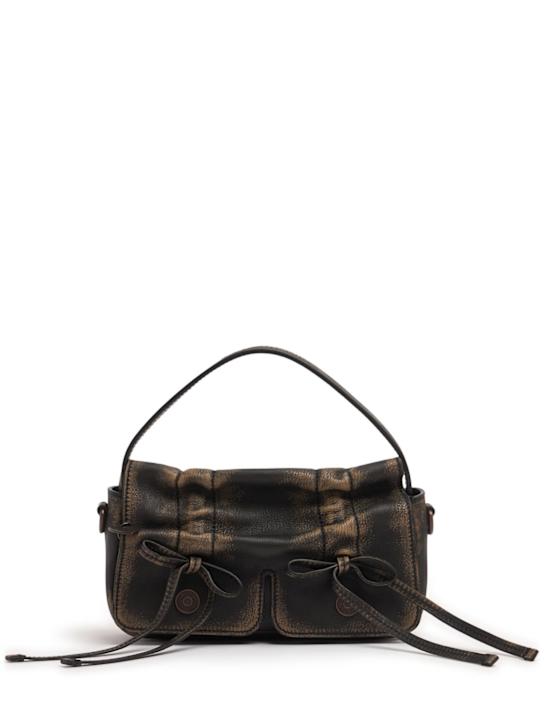 Acne Studios: Micro Multipocket vintage leather bag - Dark Brown/Beig - women_0 | Luisa Via Roma
