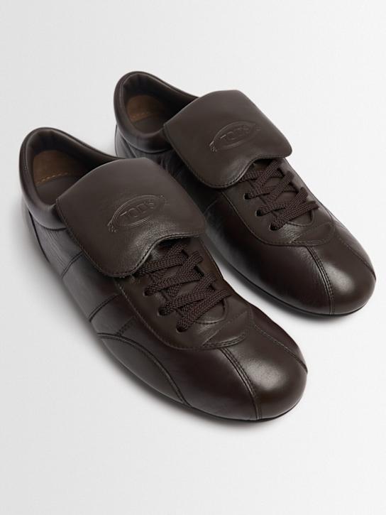 Tod's: 皮革运动鞋 - 棕色 - men_1 | Luisa Via Roma