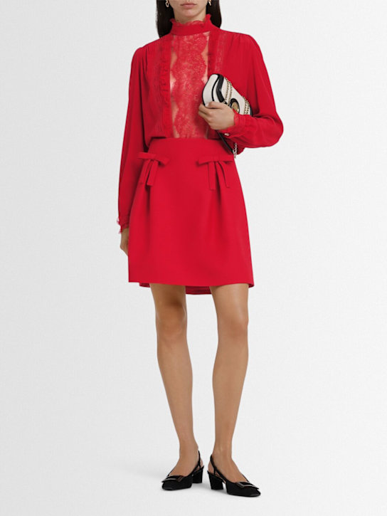 Valentino: Crepe couture mini skirt w/bows - Red - women_1 | Luisa Via Roma