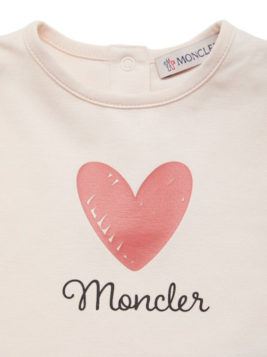 Moncler: Heart logo cotton blend t-shirt - kids-girls_1 | Luisa Via Roma